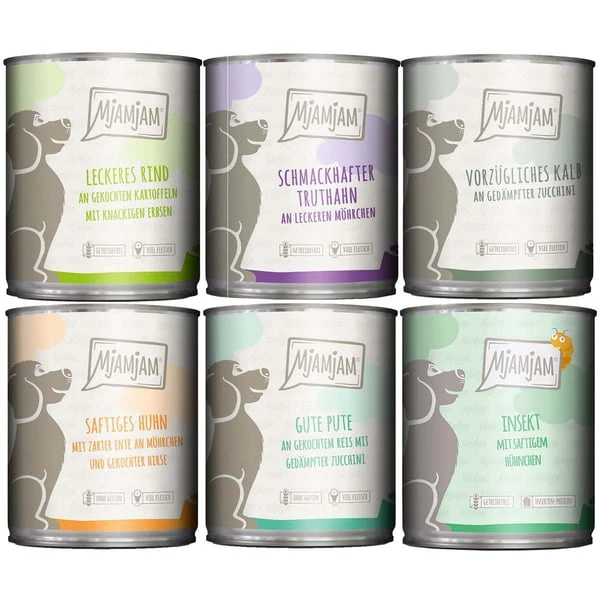 MjAMjAM Mixpaket II Mit Huhn&Ente, Rind, Pute, Kalb, Truthahn, Insekt 6x800g 3 MjAMjAM Mixpaket II Mit Huhn&Ente, Rind, Pute, Kalb, Truthahn, Insekt 6x800g